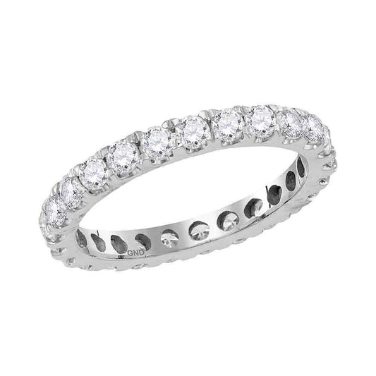 14kt White Gold Womens Round Diamond Eternity Wedding Anniversary Ring 1-1/2 Cttw
