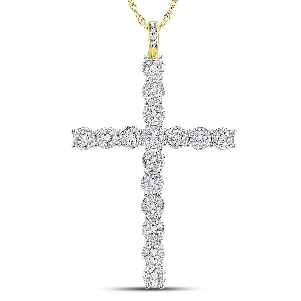 Goldini 10kt Yellow Gold Mens Round Diamond Cross Charm Pendant 1 Cttw