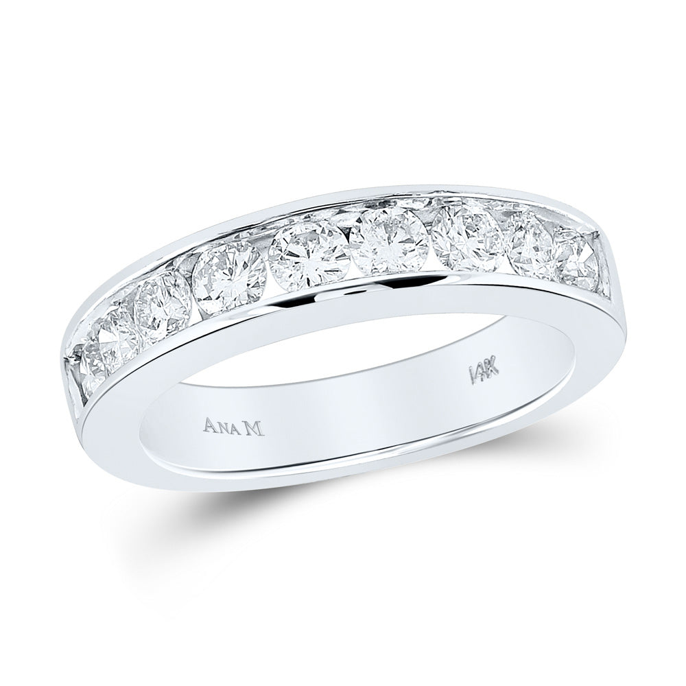 14kt White Gold Womens Round Channel-set Diamond Single Row Wedding Band 1 Cttw