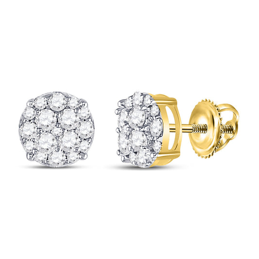Goldini 10kt Yellow Gold Womens Round Diamond Cluster Earrings 1/3 Cttw