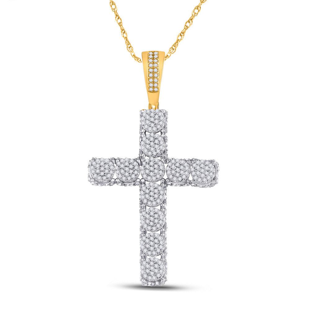 Goldini 10kt Yellow Gold Mens Round Diamond Cross Charm Pendant 1 Cttw