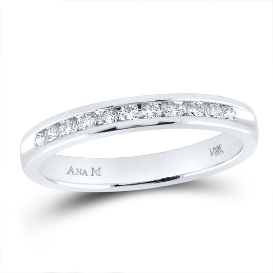 14kt White Gold Womens Round Diamond Slender 2.5mm Wedding Band 1/4 Cttw