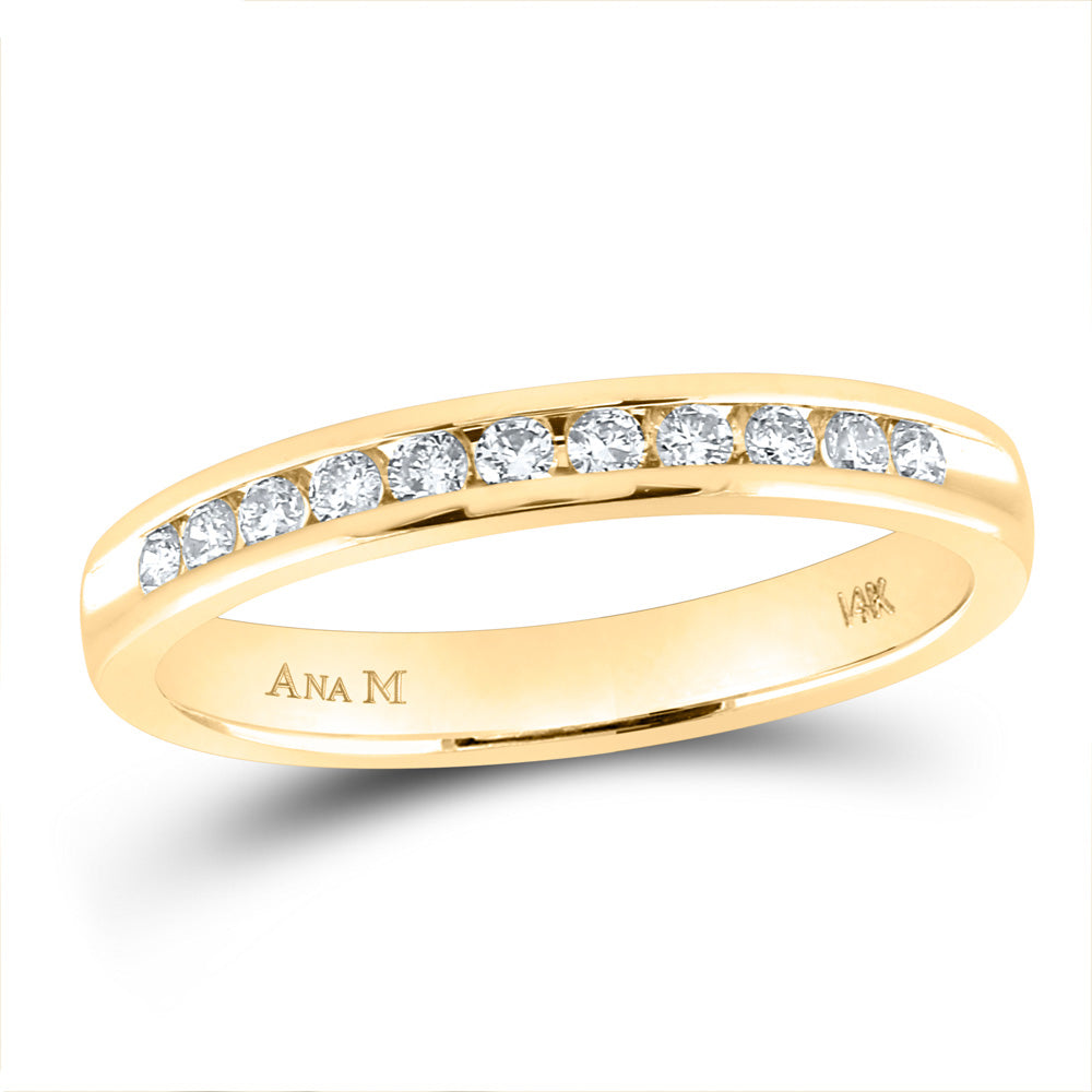 14kt Yellow Gold Womens Round Diamond Wedding Band 1/4 Cttw