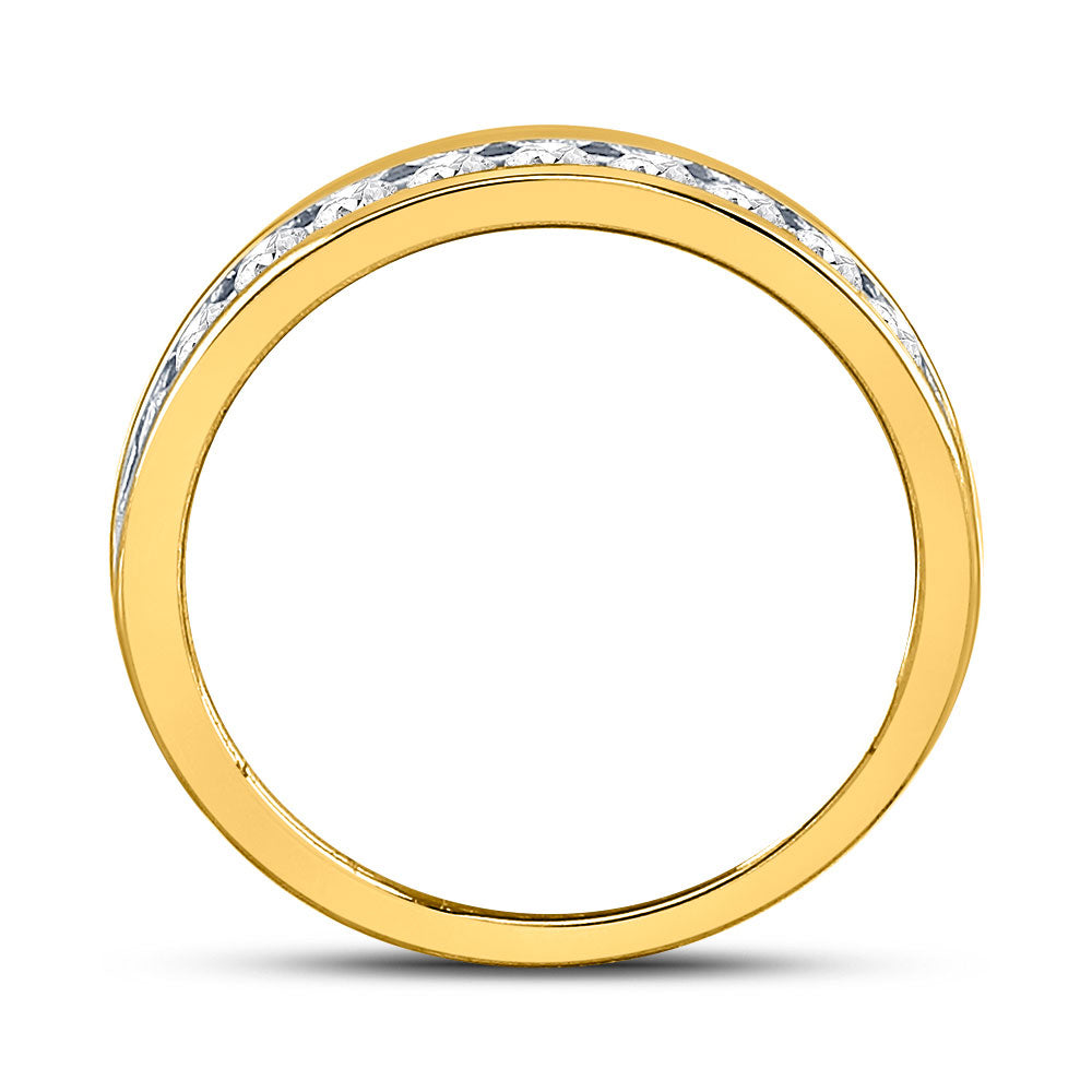 14kt Yellow Gold Womens Round Diamond Single Row Wedding Band 1/2 Cttw