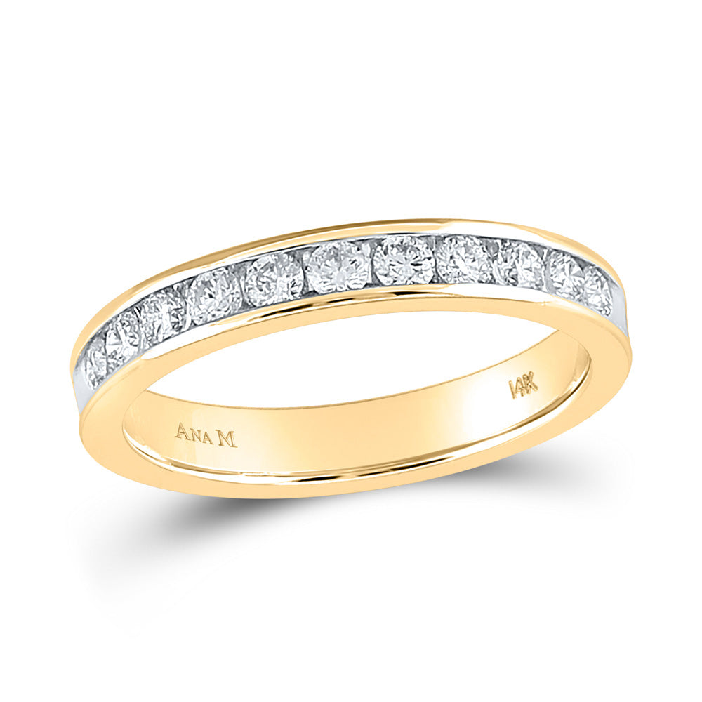 14kt Yellow Gold Womens Round Diamond Single Row Wedding Band 1/2 Cttw