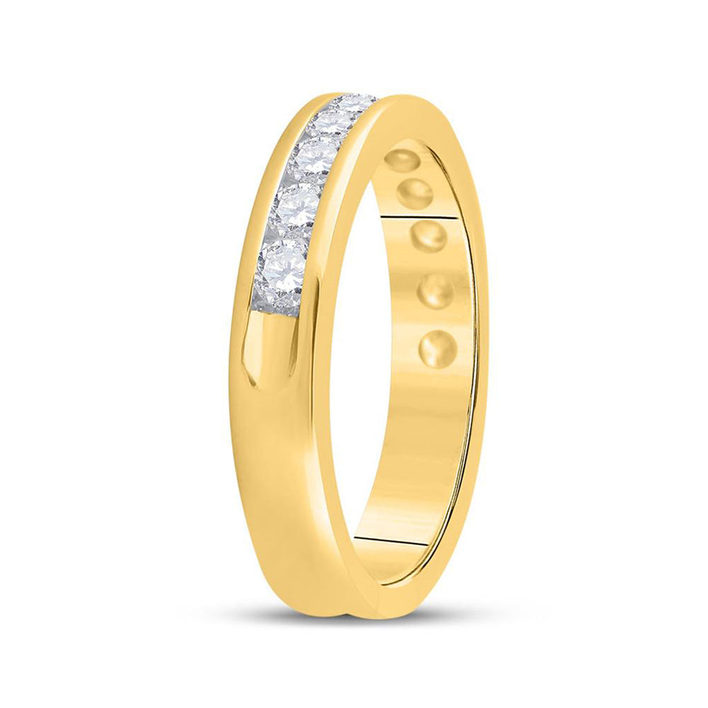 14kt Yellow Gold Womens Round Diamond Channel-set 4mm Wedding Band 3/4 Cttw