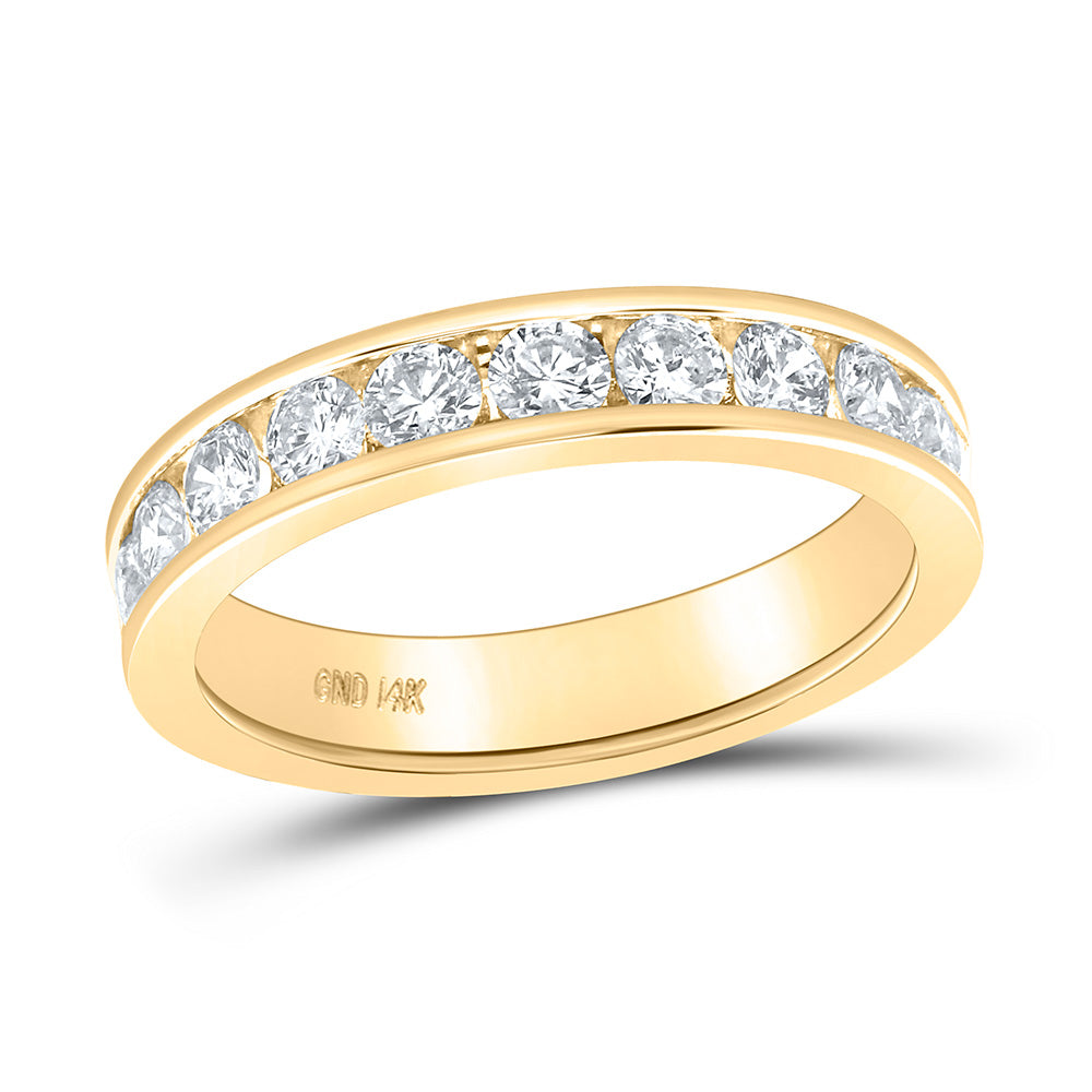 14kt Yellow Gold Womens Round Diamond Wedding Single Row Band 1 Cttw