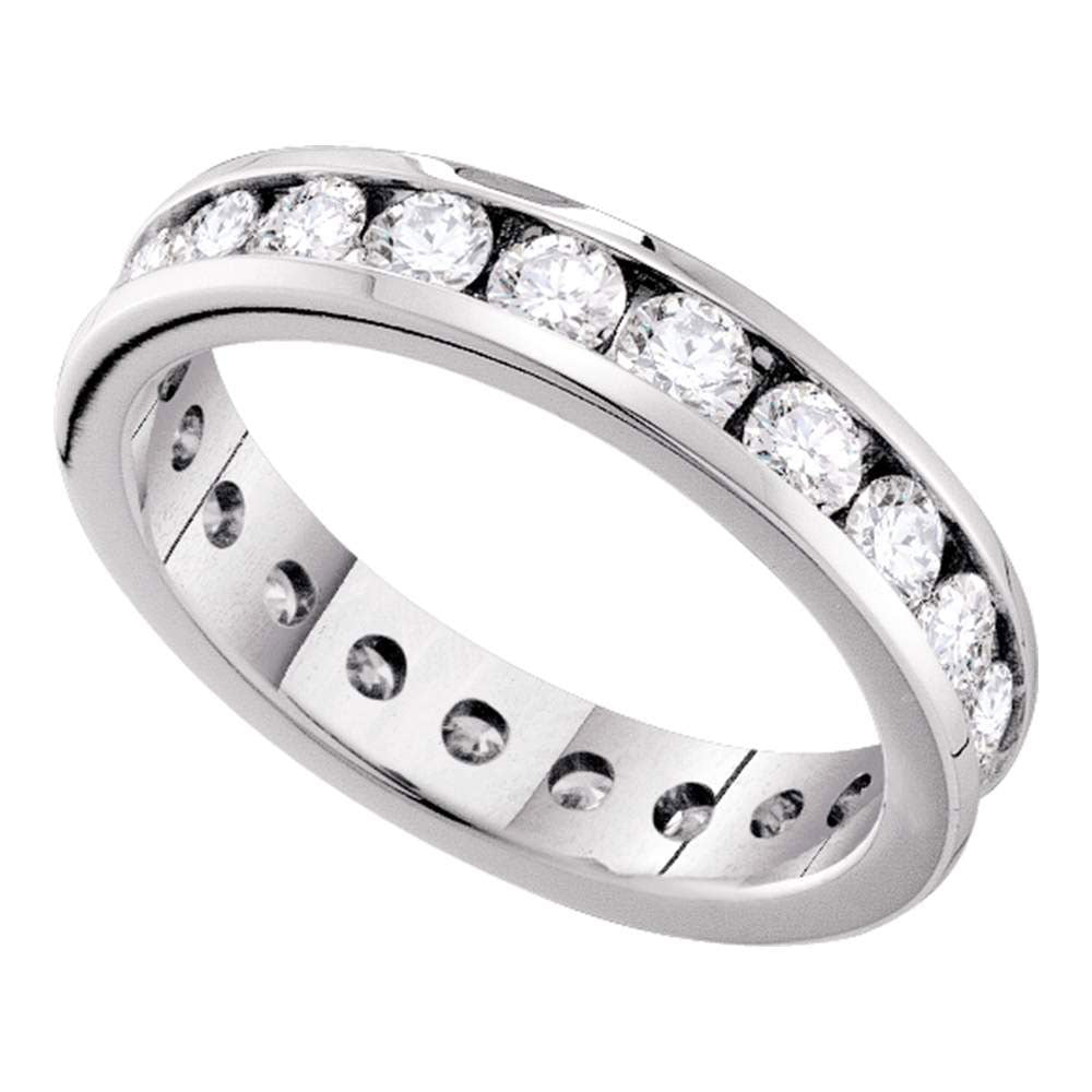 14kt White Gold Womens Round Channel-set Diamond Eternity Wedding Anniversary Band 2 Cttw