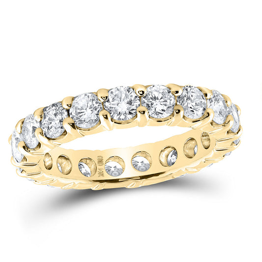 14kt Yellow Gold Womens Round Pave-set Diamond Eternity Wedding Band 3 Cttw