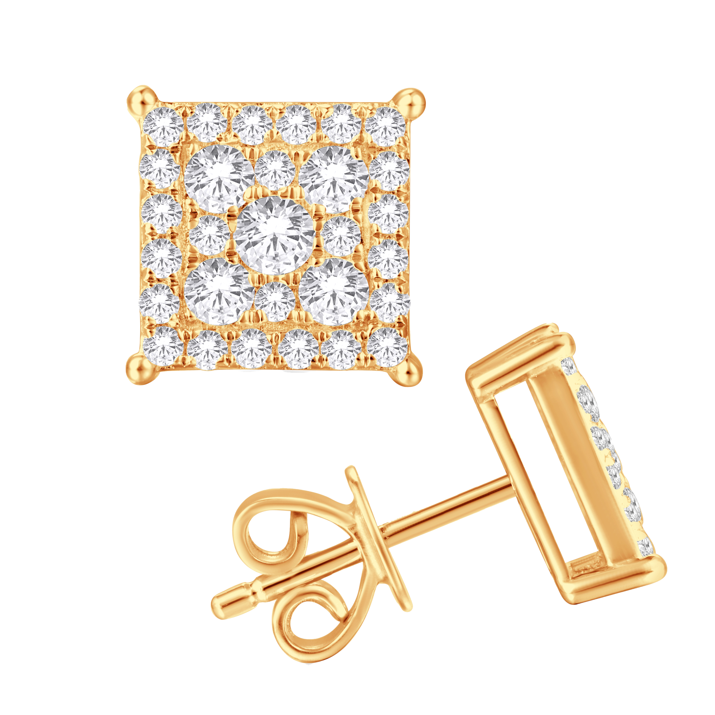 Yellow Gold Diamond Earrings