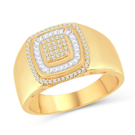 Yellow Gold Mens Round Diamond Band Ring