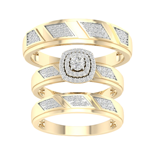 Yellow Gold Diamond Band Trio Ring