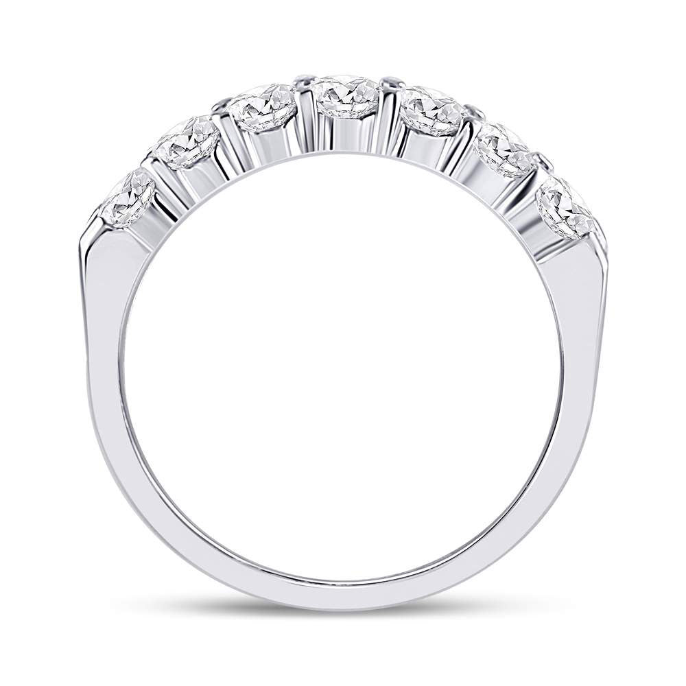 14kt White Gold Womens Round Diamond Single Row Comfort Wedding Band 3/4 Cttw