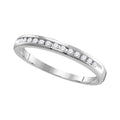 14kt White Gold Womens Round Diamond Slender Single Row Wedding Band 1/6 Cttw