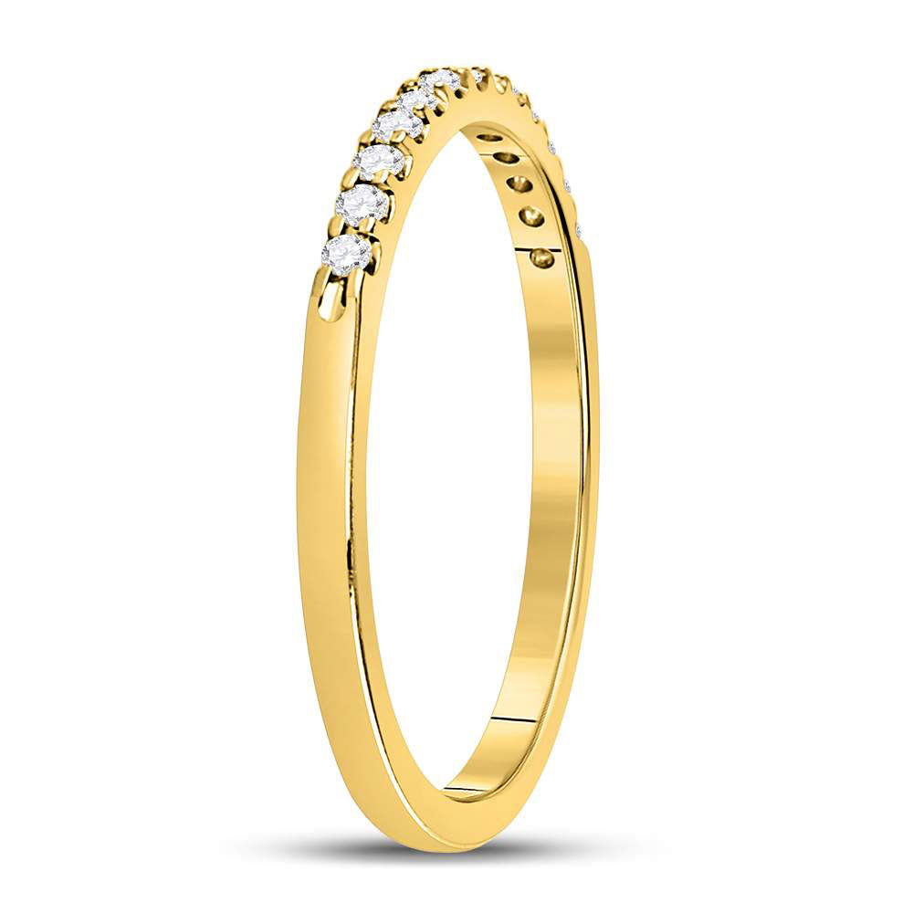 14kt Yellow Gold Womens Round Diamond Single Row Machine-set Wedding Band 1/6 Cttw