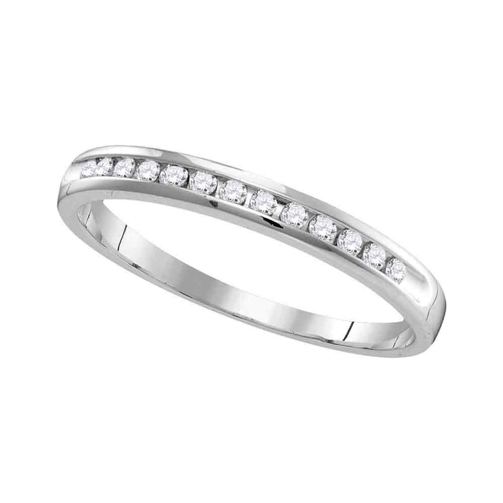 14kt White Gold Womens Round Diamond Slender Wedding Band 1 Cttw