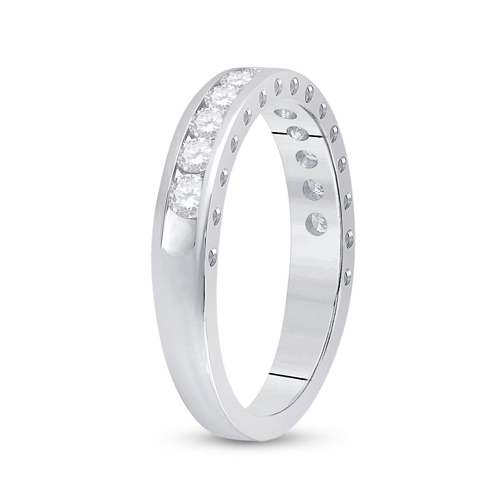 14kt White Gold Womens Round Diamond Wedding Band 1/2 Cttw