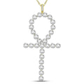 Goldini 10kt Yellow Gold Mens Round Diamond Ankh Cross Charm Pendant 3/4 Cttw