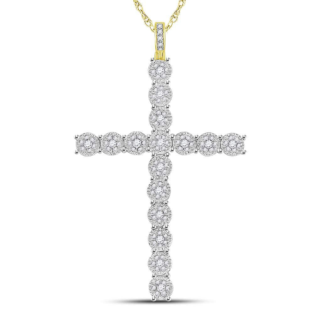 Goldini 10kt Yellow Gold Mens Round Diamond Cross Charm Pendant 3/4 Cttw