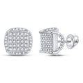 Goldini 10kt White Gold Mens Round Diamond Square Stud Earrings 1/3 Cttw