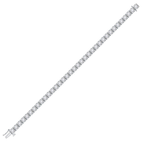14kt White Gold Mens Round Diamond Solitaire Tennis Bracelet 5 Cttw