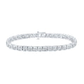 14kt White Gold Mens Round Diamond Solitaire Tennis Bracelet 5 Cttw