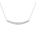 14kt White Gold Womens Round Diamond Curved Graduated Bar Necklace 1/2 Cttw