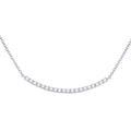 14kt White Gold Womens Round Diamond Curved Bar Necklace 1/2 Cttw