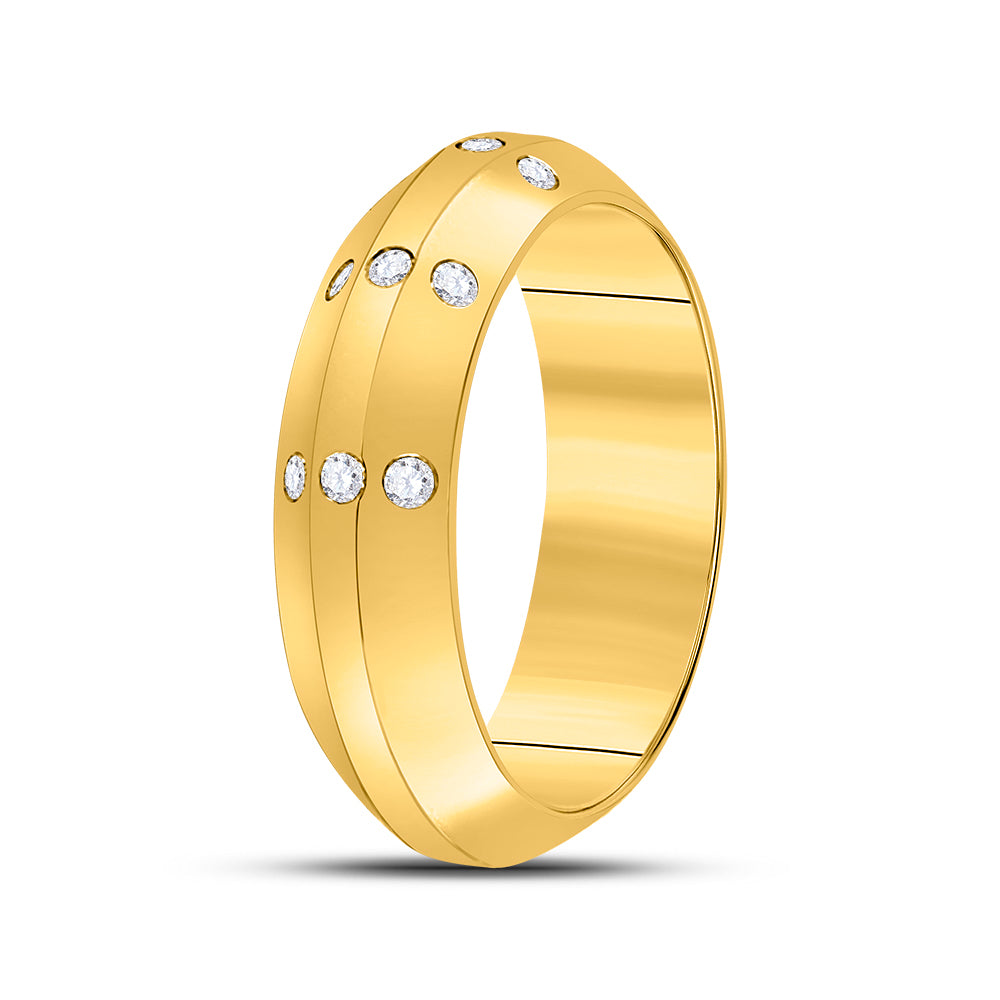 14kt Yellow Gold Womens Round Diamond Wedding Machine-Set Band 1/6 Cttw