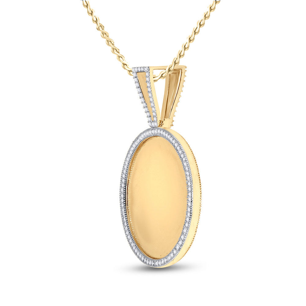 Goldini 10kt Yellow Gold Mens Round Diamond Circle Picture Memory Pendant 5/8 Cttw