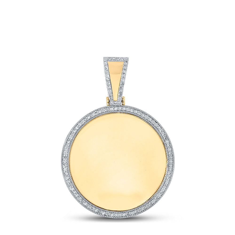 Goldini 10kt Yellow Gold Mens Round Diamond Circle Picture Memory Pendant 5/8 Cttw