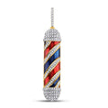 Goldini 10kt Yellow Gold Mens Round Diamond Barber Pole Charm Pendant 3/8 Cttw