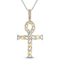 Goldini 10kt Yellow Gold Mens Round Diamond Ankh Cross Charm Pendant 3/8 Cttw