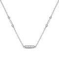 14kt White Gold Womens Round Diamond Fashion Bar Necklace 1/4 Cttw