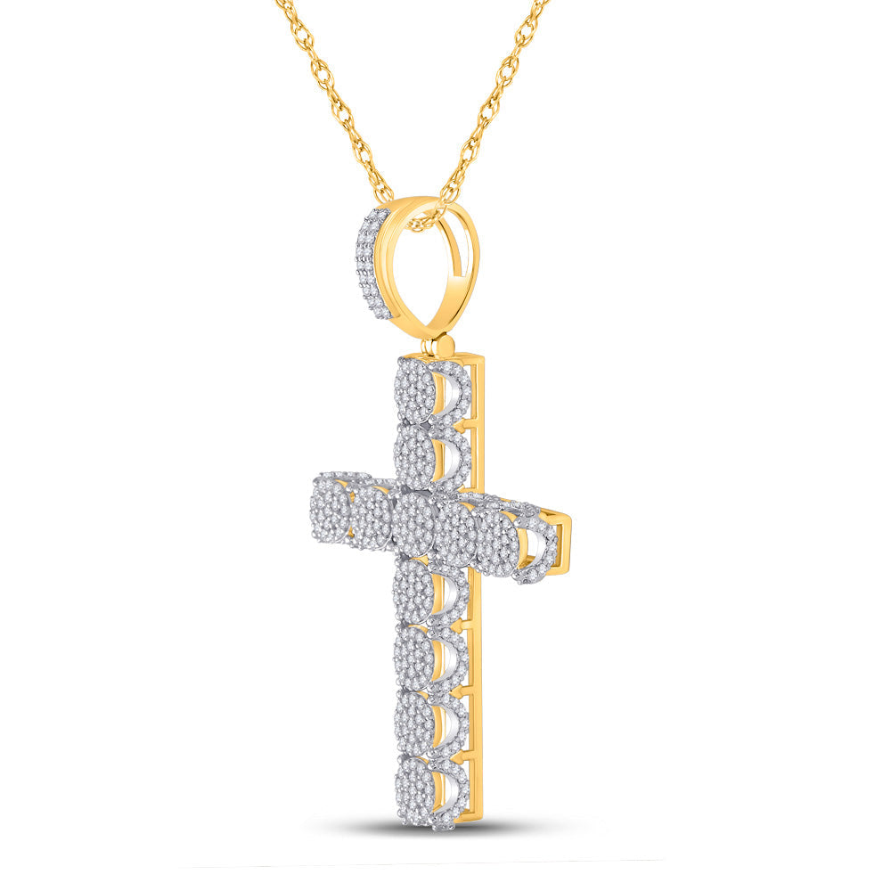 Goldini 10kt Yellow Gold Mens Round Diamond Cross Charm Pendant 1 Cttw