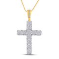Goldini 10kt Yellow Gold Mens Round Diamond Cross Charm Pendant 1 Cttw