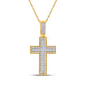 Goldini 10kt Yellow Gold Mens Baguette Diamond Cross Charm Pendant 1-1/2 Cttw