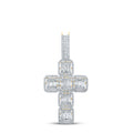 Goldini 10kt Yellow Gold Mens Baguette Diamond Cross Charm Pendant 1-7/8 Cttw