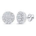 Goldini 10kt White Gold Mens Round Diamond Cluster Earrings 1 Cttw