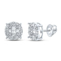 Goldini 10kt White Gold Mens Baguette Diamond Cluster Earrings 5/8 Cttw