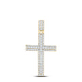 14kt Yellow Gold Mens Round Diamond Cross Charm Pendant 4-1/4 Cttw