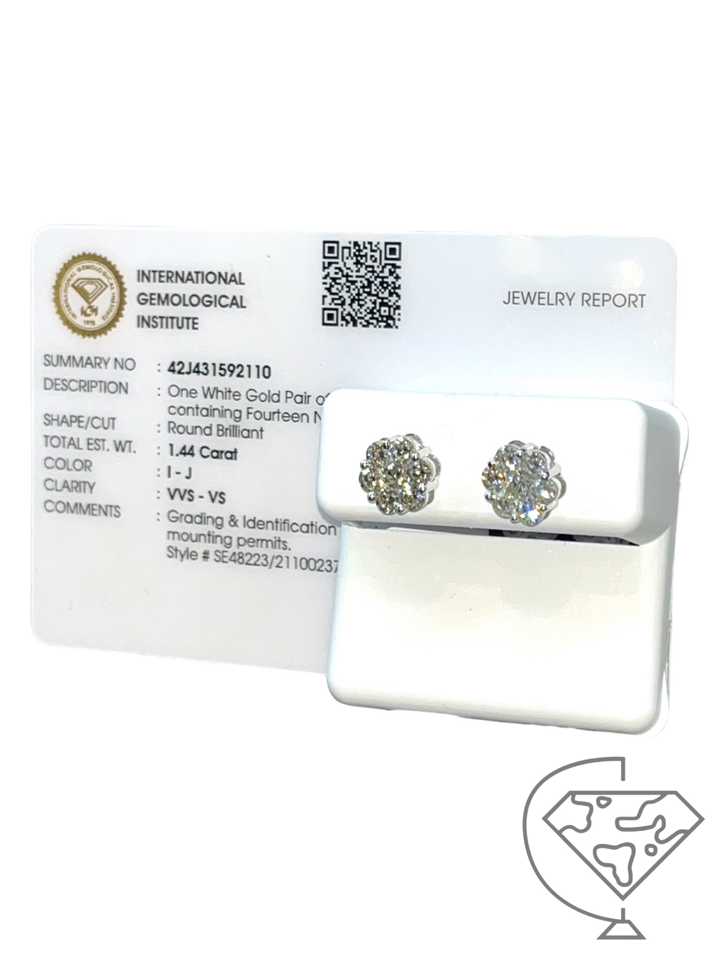 Custom 1.43-1.44ct VVS-VS Flower set Earrings w/ Certification