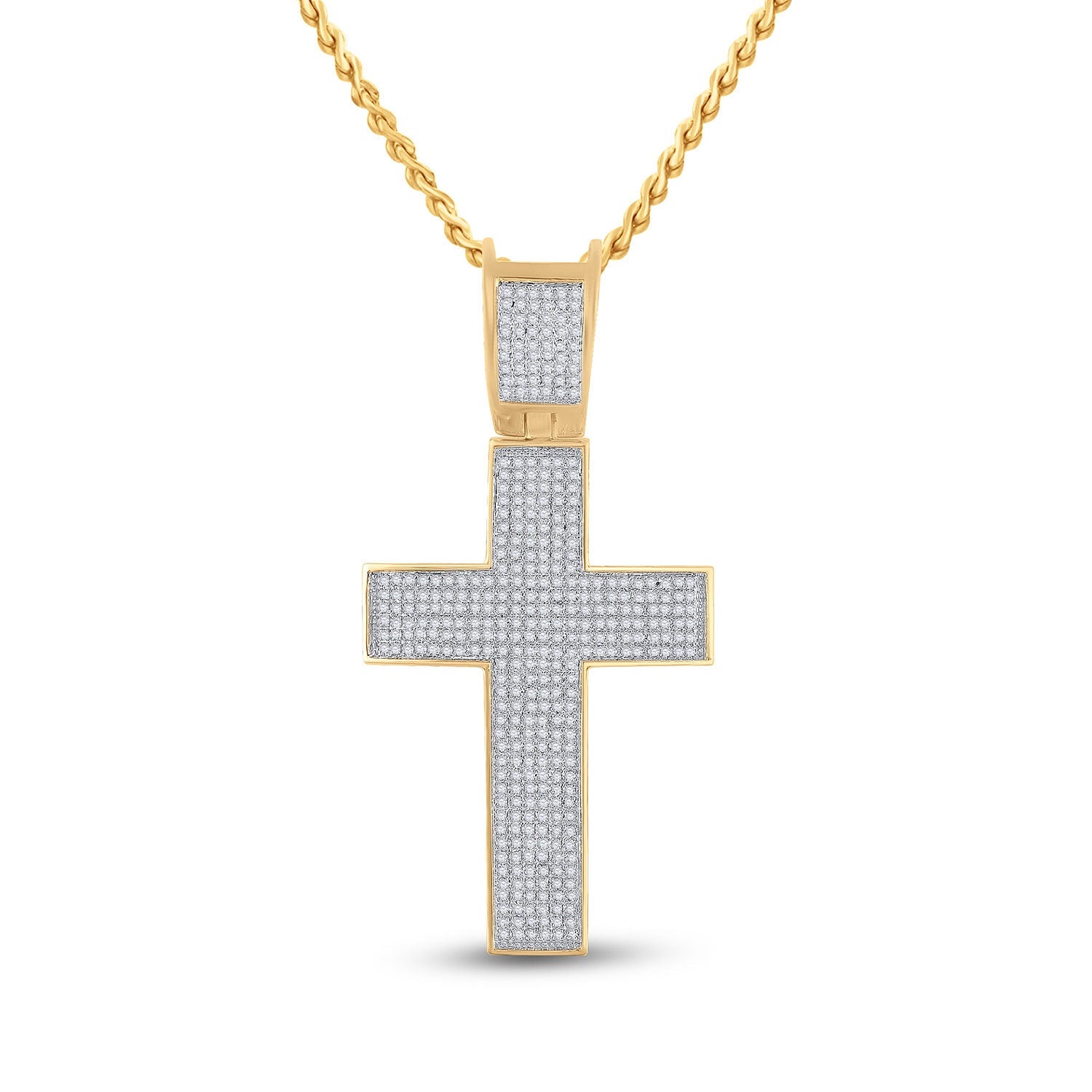 Goldini 10kt Yellow Gold Mens Round Diamond Cross Charm Pendant 1 Cttw