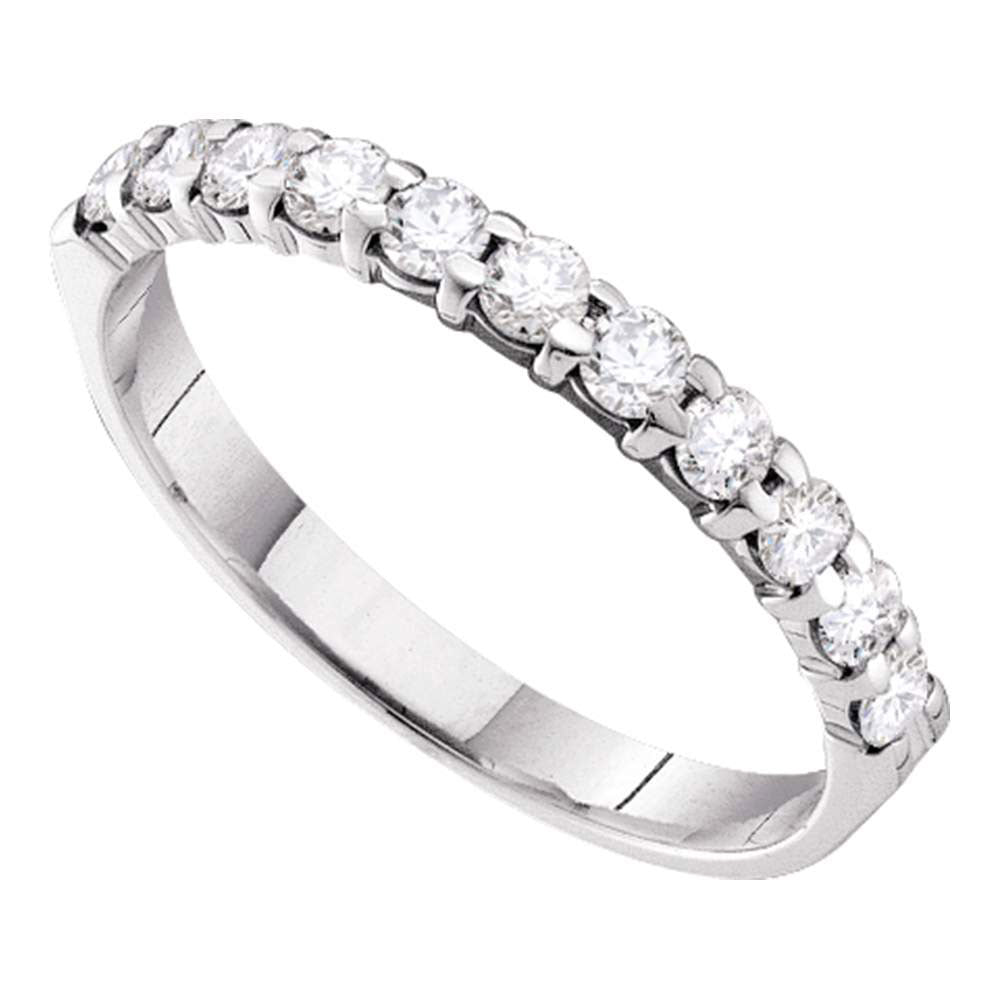 14kt White Gold Womens Round Pave-set Diamond 3.5mm Wedding Band 1/2 Cttw