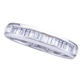 Sterling Silver Womens Baguette Diamond Wedding Band Ring 1/2 Cttw