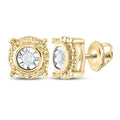 Yellow-tone Sterling Silver Womens Round Diamond Stud Earrings 1/20 Cttw