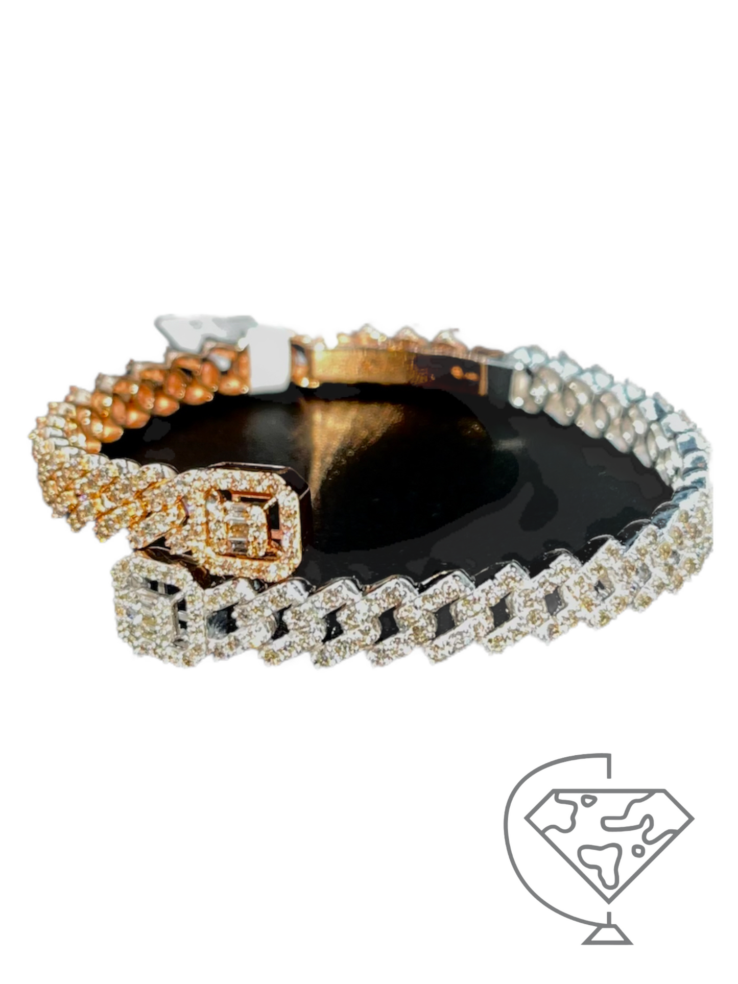 6-7in Custom Cuban Baguette Bracelets set in 10kt Gold w/ 6ct Diamonds